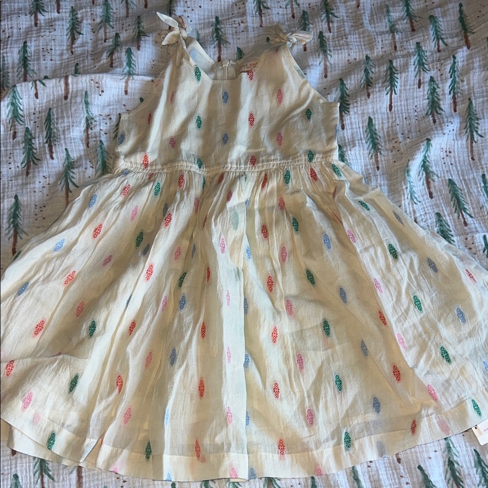 Pink chicken Charming Cream Kids Dress with Colorful Accents